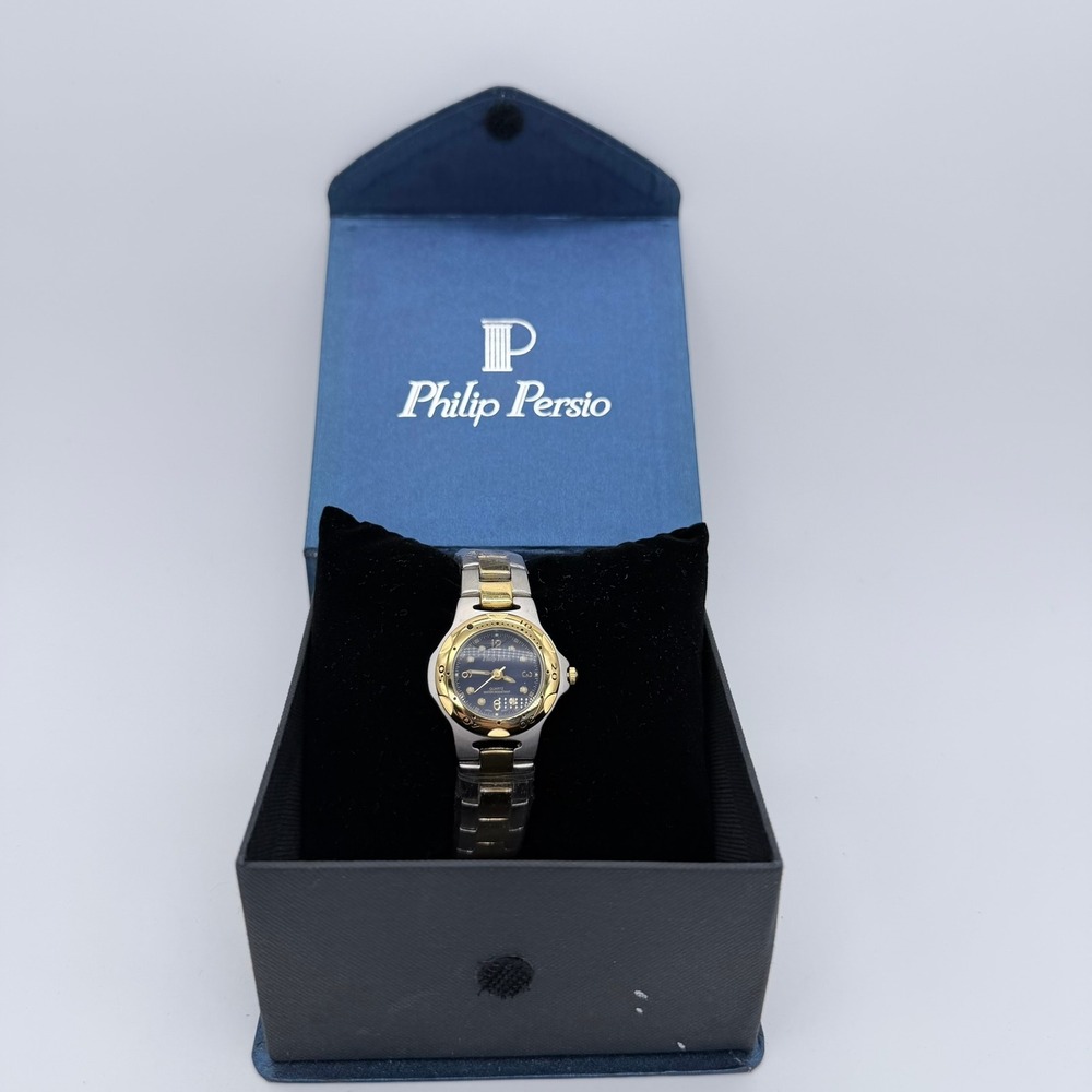 Philip Persio 74AAL01961 Womens Quartz Two-Tone Stainless Steel Blue Dial Watch
